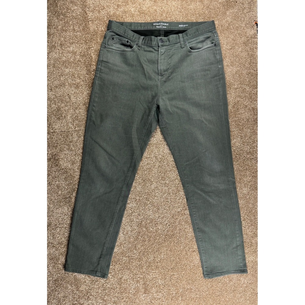 Banana Republic Travel Jean Lot Mens 34x32 Athletic Slim Fit Navy Green Gray 3pk - Picture 10 of 16